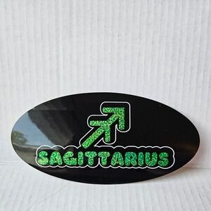 Y2K vintage Socially Hazardous sticker "Sagittarius" Holographic green and black